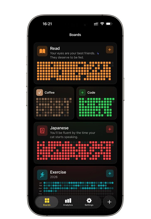 Let's Crush It home screen with multiple widget sizes