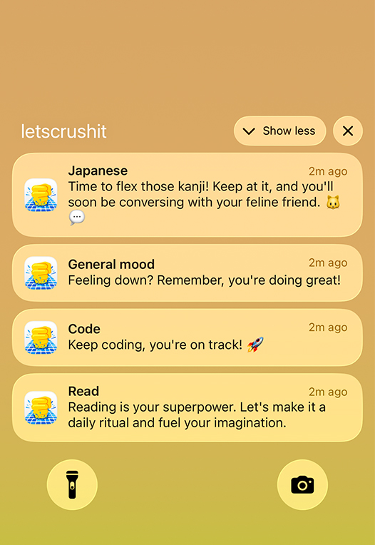 AI-generated push notifications with witty messages